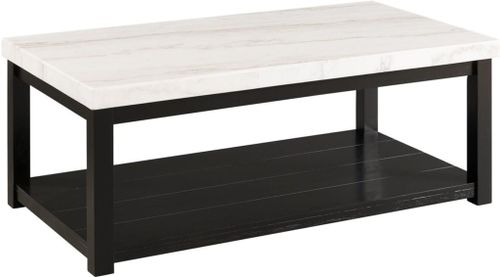 Elements International Marcello White Marble Rectangle Coffee Table
