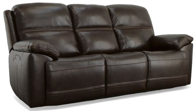 Flexsteel® Jackson Dark Brown Power Reclining Sofa with Power Headrests ...