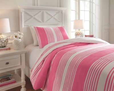Signature Design by Ashley® Taries Pink Twin Duvet Cover Set-2