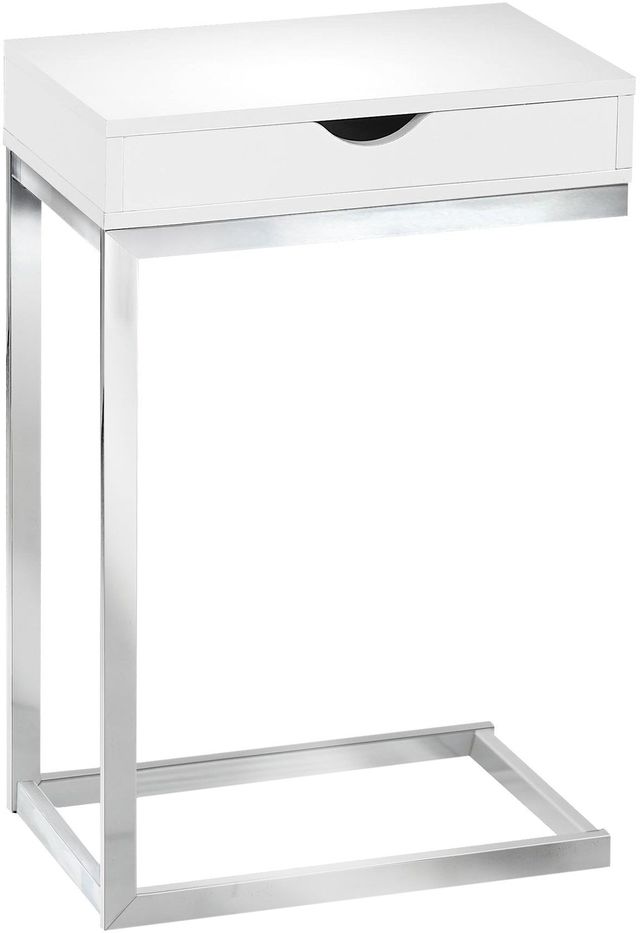 Monarch Specialties Inc. Glossy White Top Chrome Metal Accent Table