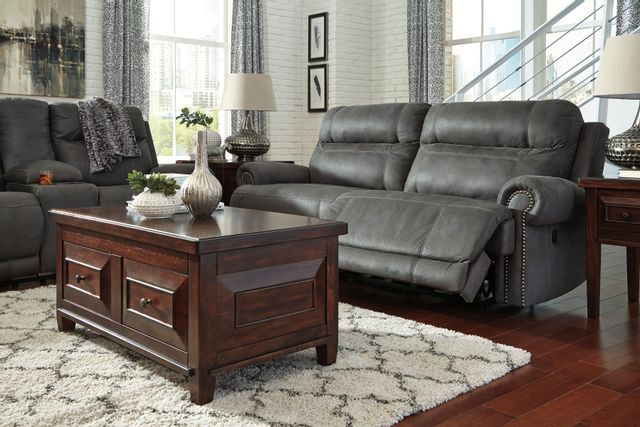 Signature Design by Ashley® Austere Gray Double Reclining Loveseat 4