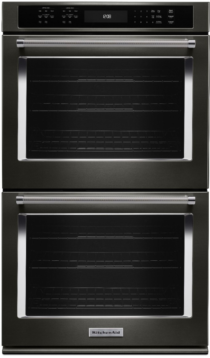 KitchenAid® 30" Black Stainless Steel with PrintShield™ Finish Electric Built In Double Oven