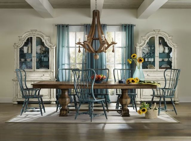 Hooker® Furniture Sanctuary 2-Piece Sky High Azure Blue Spindle Arm Chair Set 2