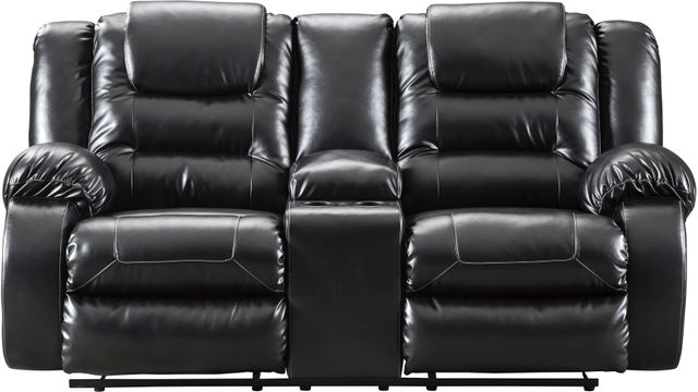 Signature Design by Ashley® Vacherie Black Double Reclining Loveseat with Console 10