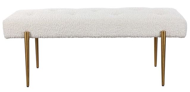 Uttermost® Olivier White Faux Shearling Bench-0