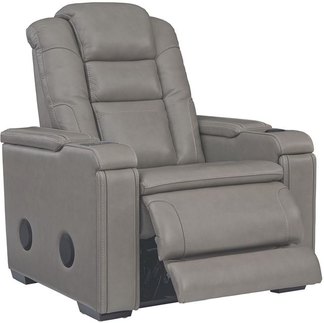 Signature Design by Ashley® Boerna Gray Power Recliner with Adjustable Headrest-2