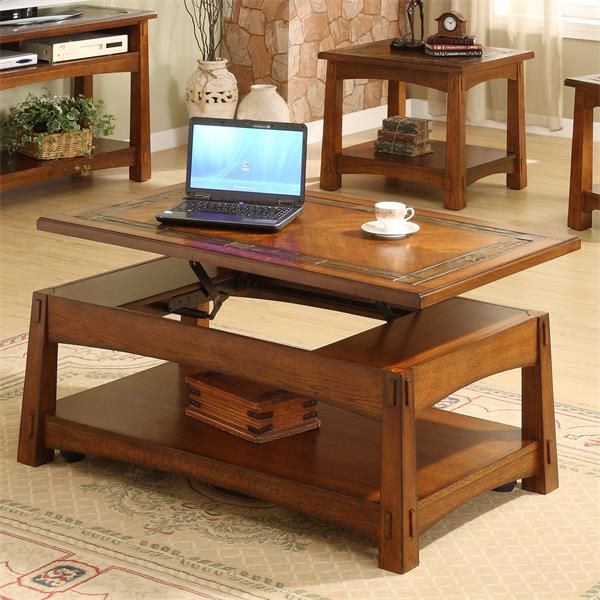 Riverside Furniture Craftsman Home Americana Oak Lift-Top Coffee Table-0