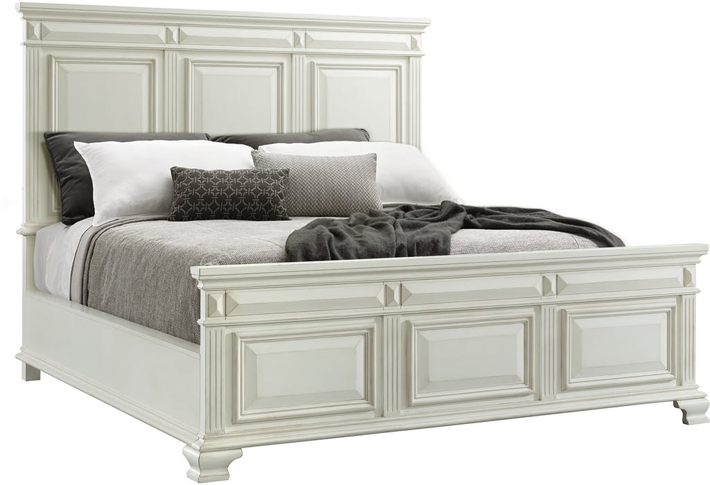 Elements International Calloway White Dark Wood Complete Queen Bed