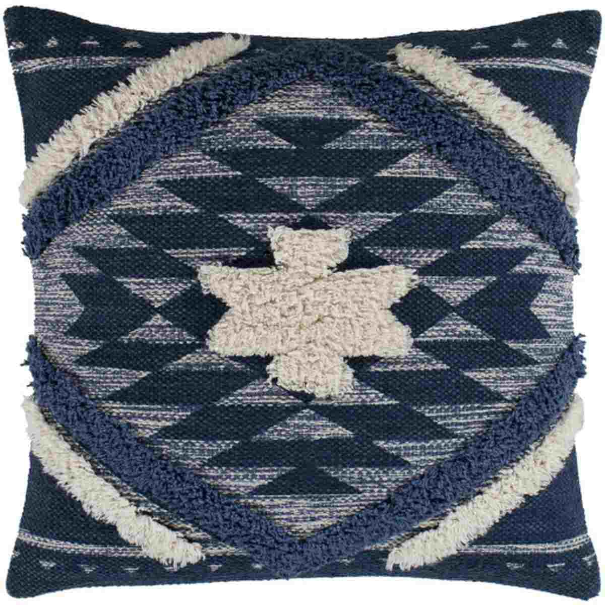 Surya Levi Denim 18x18 Toss Pillow with Polyester Insert