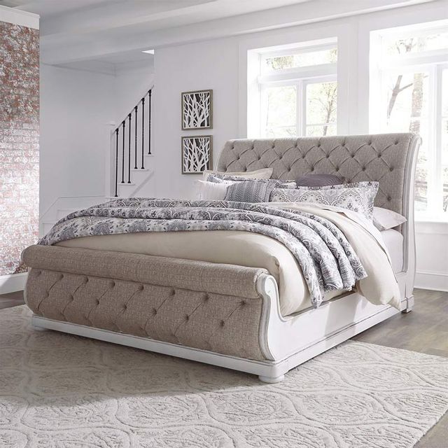Liberty Magnolia Manor King Upholstered Sleigh Bed, Dresser, Mirror & Nightstand-2