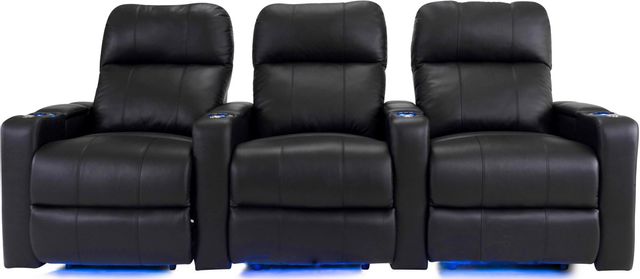 RowOne Prestige Home Entertainment Seating Black 3-Chair Straight Row