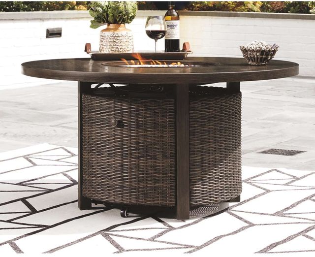 Paradise Trail Medium Brown Round Fire Pit Table 5