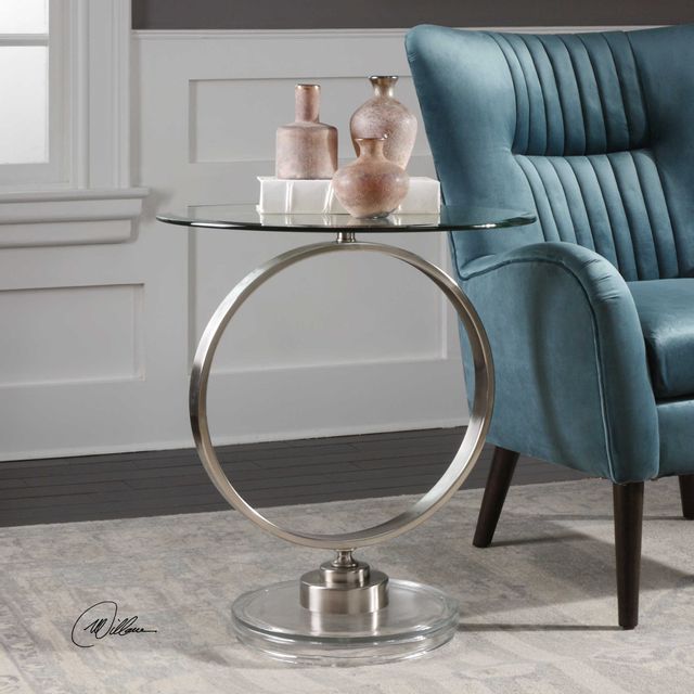Uttermost® Dixon Brushed Nickel Accent Table 3