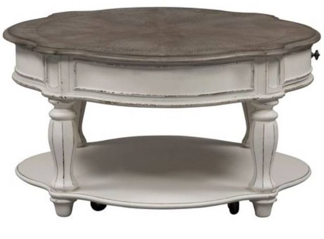 Liberty Magnolia Weathered Bark Cocktail Table with Antique White Base-2