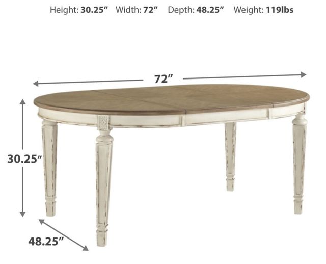 Signature Design by Ashley® Realyn Chipped White Oval Dining Room Extension Table 3