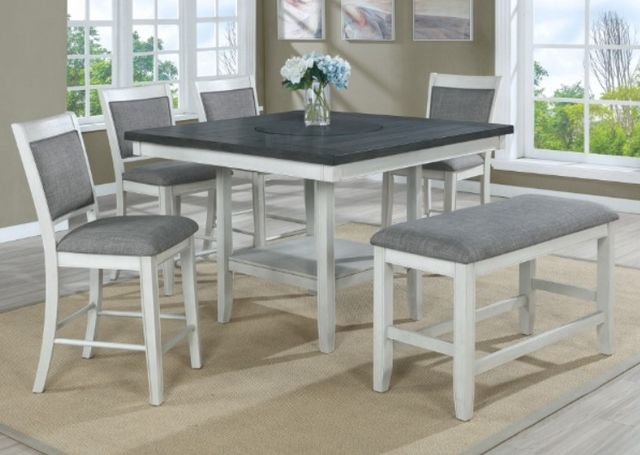Crown Mark Fulton 5-Piece Chalk Grey/White Counter Height Dining Set-3