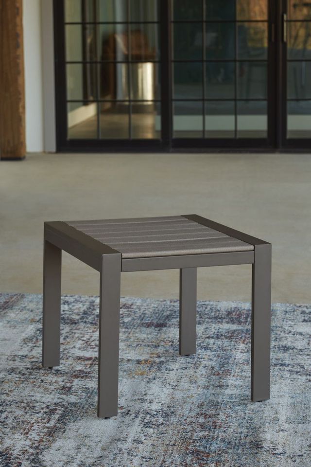 Signature Design by Ashley® Tropicava Taupe Outdoor End Table-2