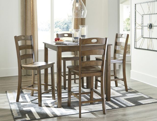 Signature Design by Ashley® Hazelteen Medium Brown 5-Piece Counter Height Dining Table Set-2