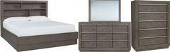 Benchcraft® Anibecca 4-Piece Weathered Gray King Bookcase Bed Set