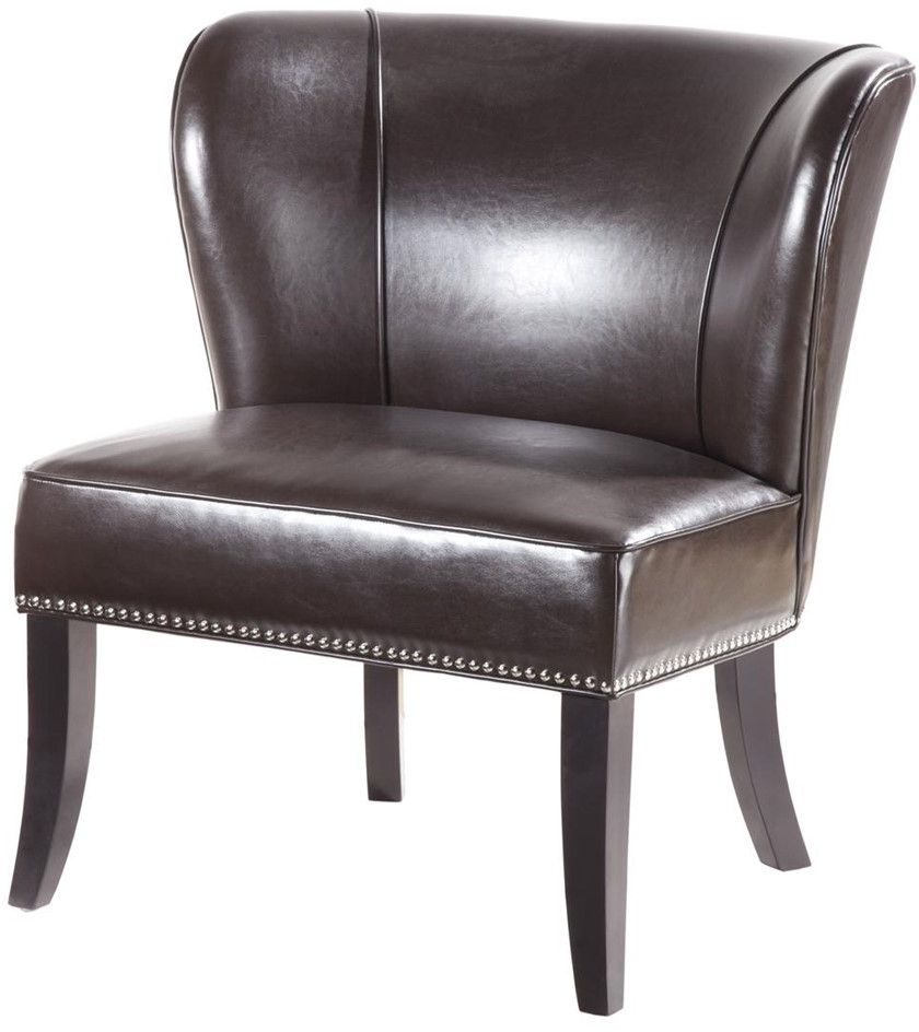 brown armless accent chair