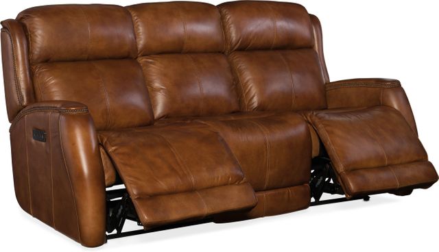 Hooker® Furniture SS Brown Emerson All Leather Power Recliner Sofa w/ Power Headrest-1