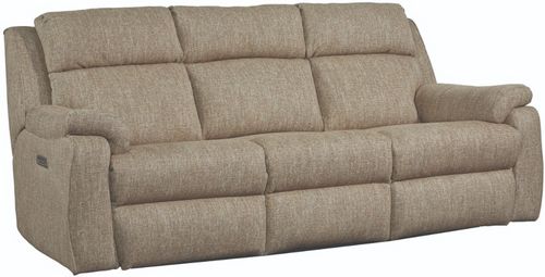 Southern Motion™ Commander Natural Triple Power Reclining Sofa with Drop Down Tray Table