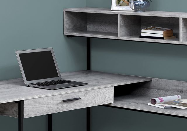 Computer Desk, Home Office, Corner, Left, Right Set-Up, Storage Drawers,  70L, L Shape, Work, Laptop, Metal, Laminate, Black, Grey, Contemporary,  Modern, Big Sandy Superstore