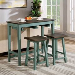 Furniture of America® Elinor 3-Piece Antique Teal/Gray Bar Table Set