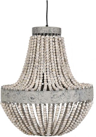 Crestview Collection Andrea White Washed Wood & Grey Washed Metal Chandelier