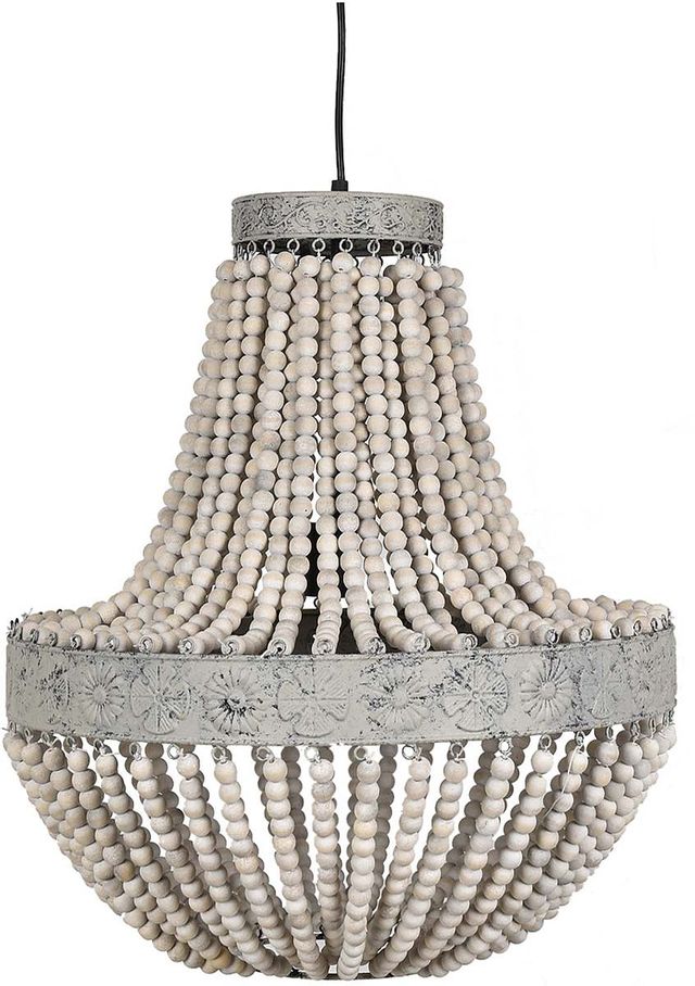 Crestview Collection Andrea White Washed Wood & Grey Washed Metal Chandelier-0