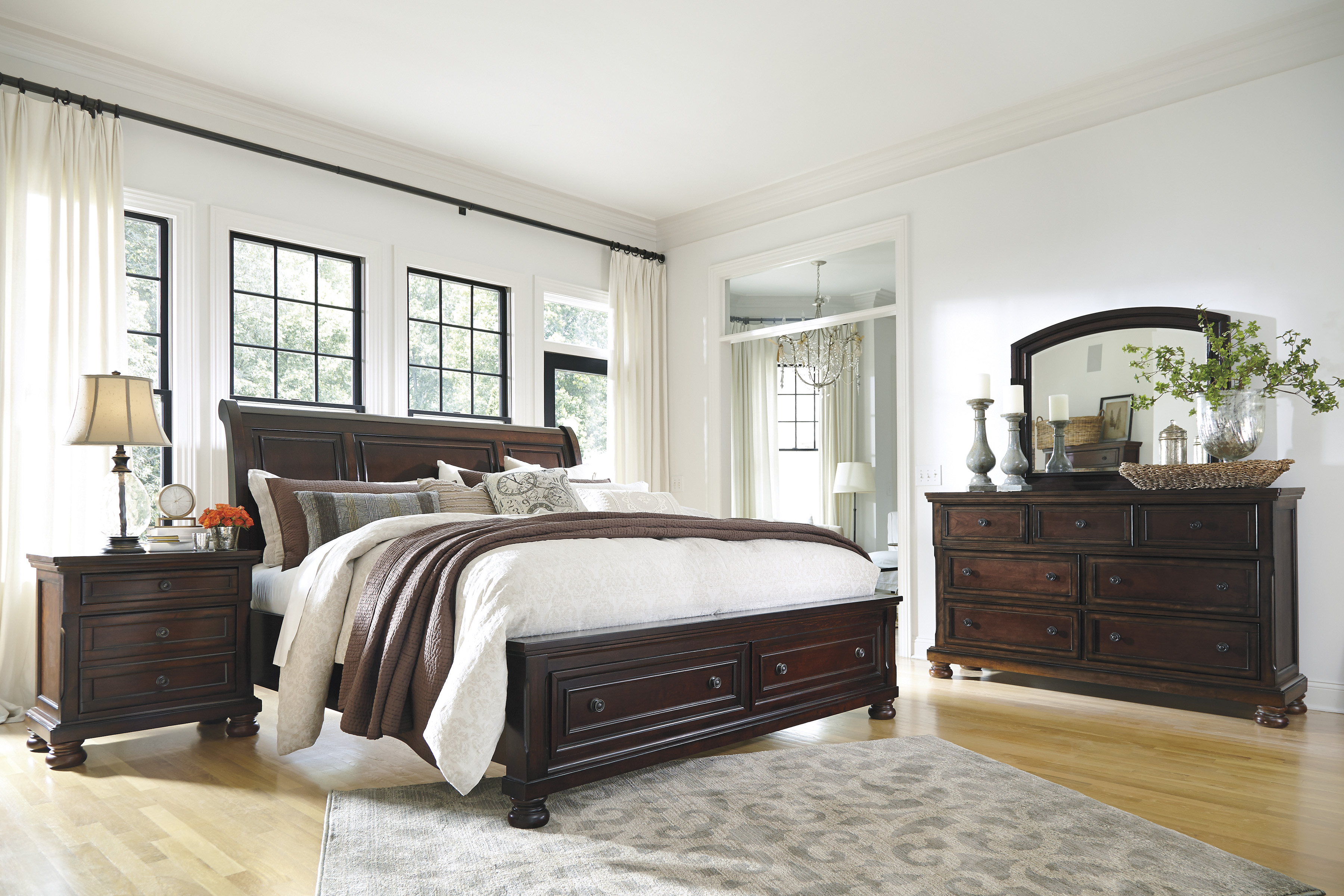 Millennium® By Ashley Porter Four-Piece Rustic Brown Queen Bedroom Set