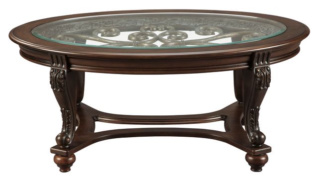 Signature Design by Ashley® Norcastle Dark Brown Oval Coffee Table 2