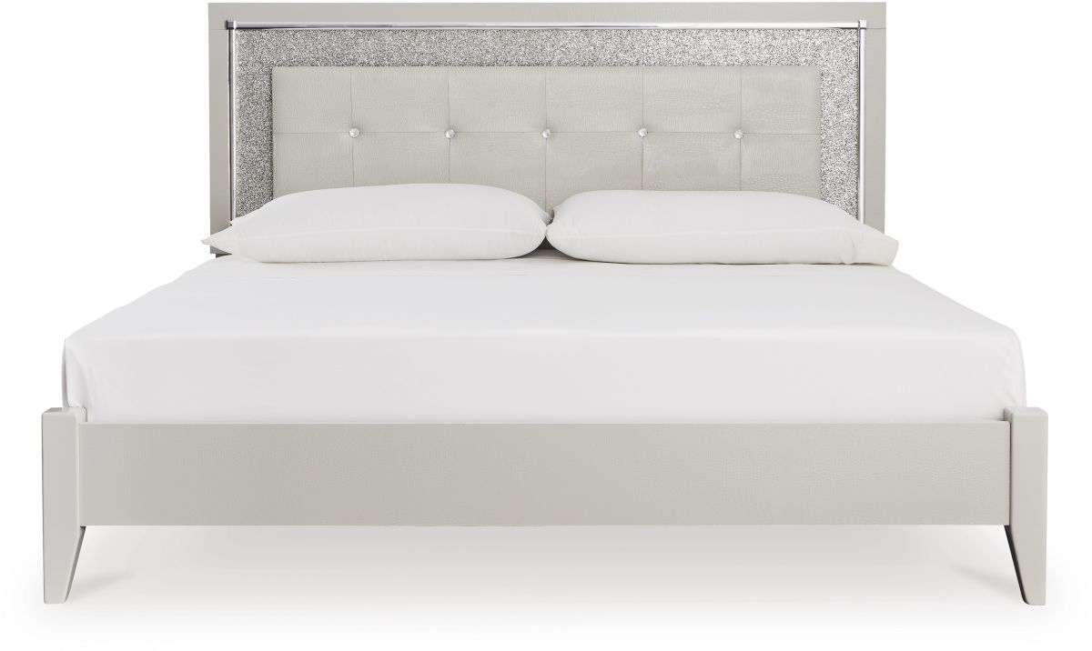 Signature Design By Ashley® Zyniden Silver King Upholstered Panel Bed ...