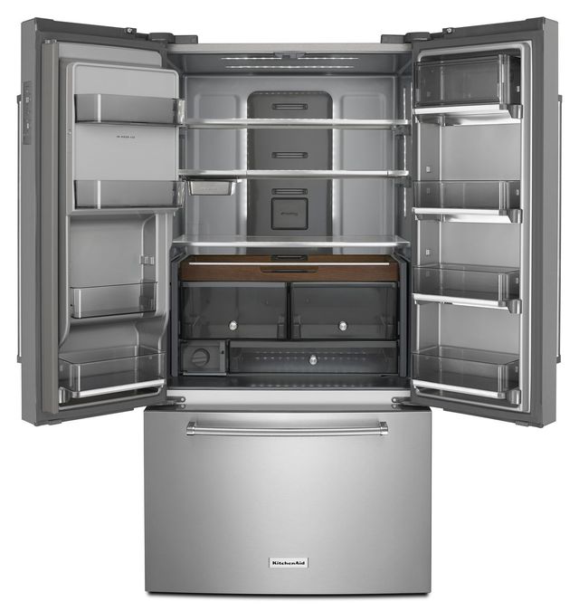 KitchenAid® 23.8 Cu. Ft. Stainless Steel with PrintShield™ Finish Counter Depth French Door Refrigerator 1