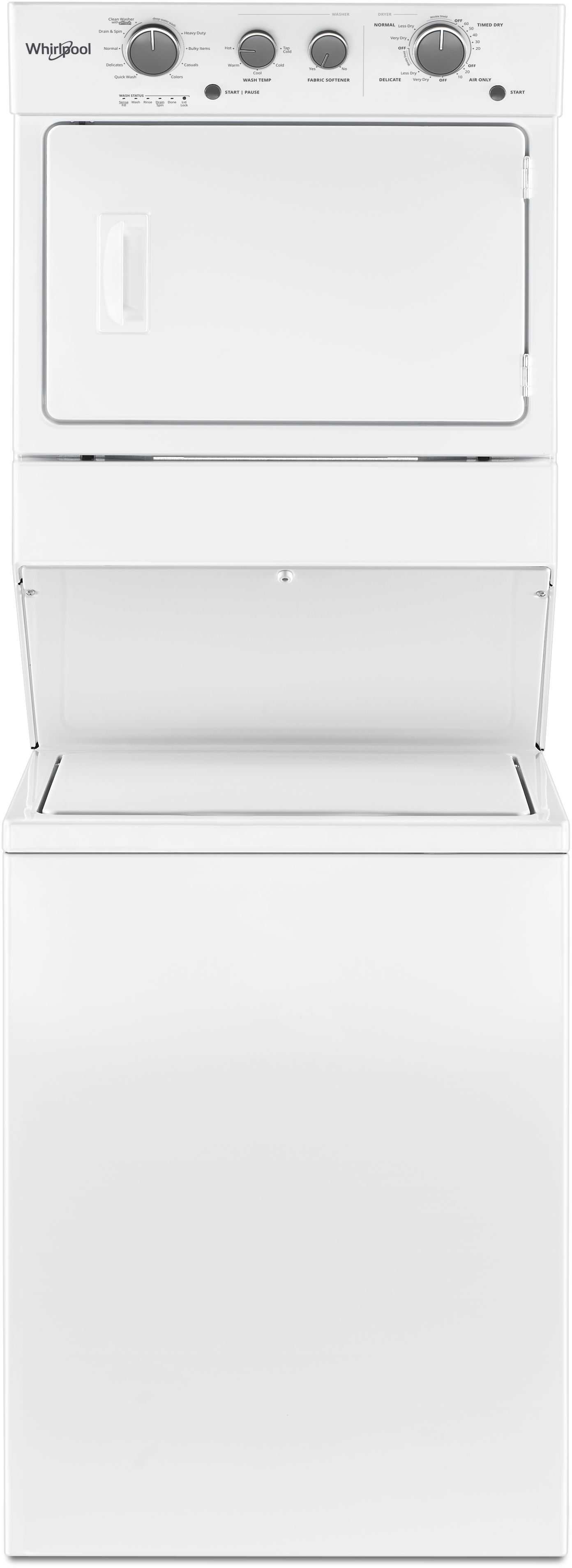 Whirlpool® 3.5 Cu. Ft. Washer, 5.9 Cu. Ft. Dryer White Electric Long Vent Stacked Laundry-WETLV27HW