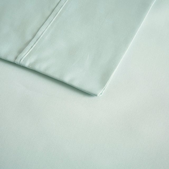 Olliix by Beautyrest Seafoam King 400 Thread Count Wrinkle Resistant Cotton Sateen Sheet Set-3