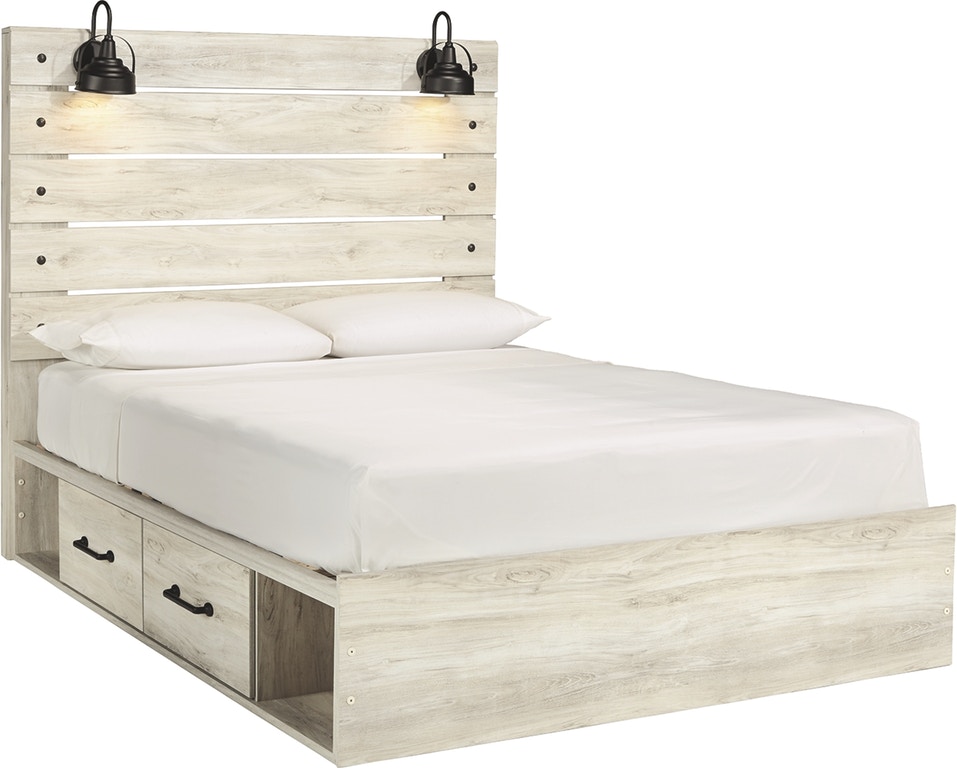 Signature Design by Ashley® Cambeck Whitewash Queen Panel Bed with 4 Drawers