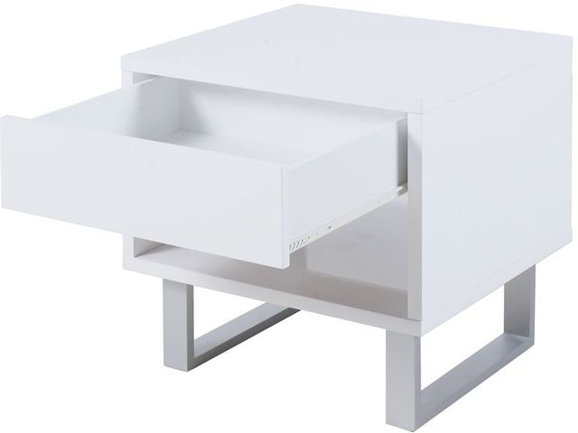 Coaster® Glossy White 1-Drawer End Table High 1