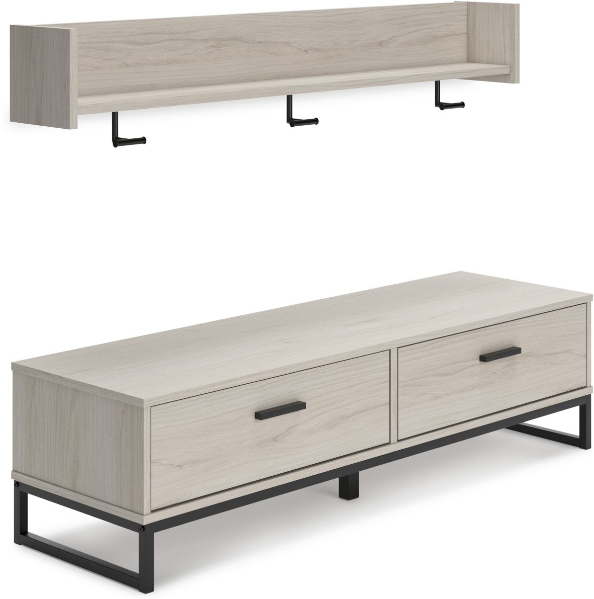 Signature Design by Ashley® Socalle Natural Storage Bench with Coat Rack