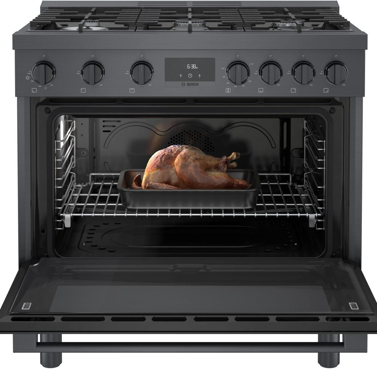 Bosch 800 Series 36" Black Stainless Steel Pro Style Gas Range | Big ...