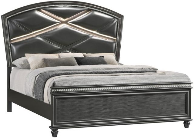 Crown Mark Adira Gray Queen Upholstered Panel Bed-0