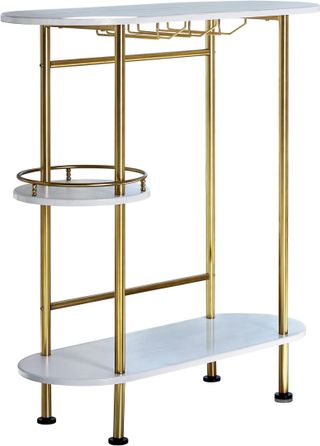 Coaster® 3-Tier Matte Brass And White Oak Bar Unit