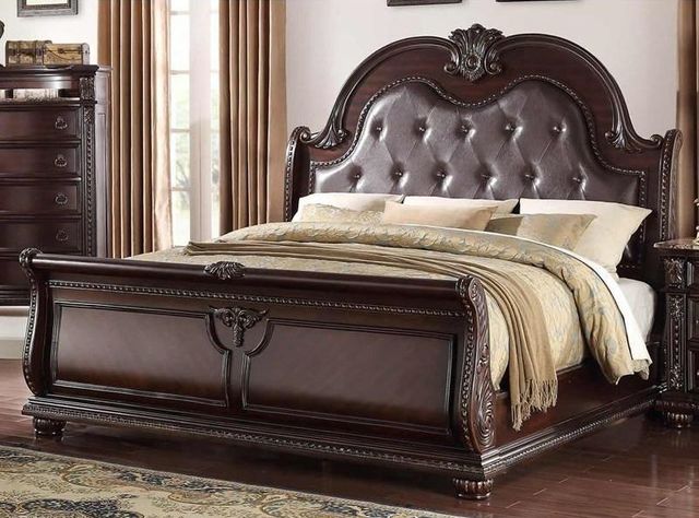 Crown Mark Stanley Cherry King Sleigh Bed-1
