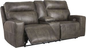 Signature Design by Ashley® Game Plan Concrete Power Reclining Loveseat