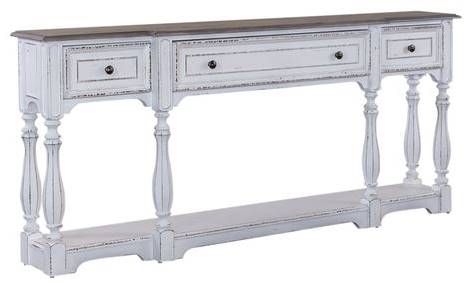 Liberty Magnolia Manor Antique White/Weathered Bark Console Table-0