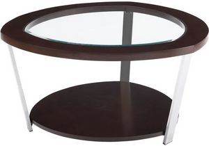 Steve Silver Co. Duncan Espresso Cocktail Table with Glass Top Insert and Stainless Steel Frame
