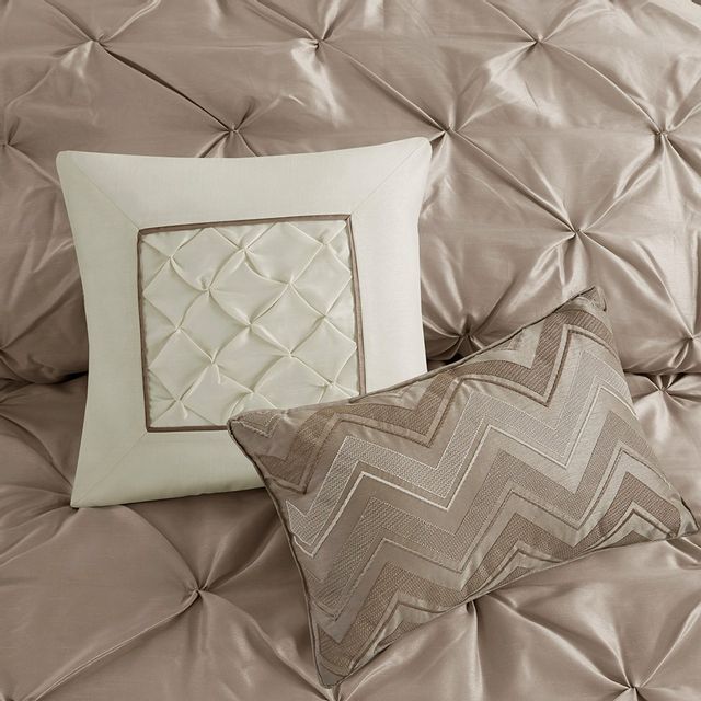 Olliix by Madison Park Laurel 7 Piece Taupe King Tufted Comforter Set ...