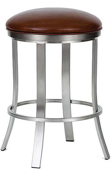 Wesley Allen Bali Brush Stainless Steel/Cantina Saddle Leather 30" Counter Height Swivel Stool 0