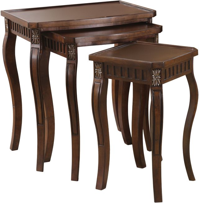 Coaster® Daphne 3-Piece Warm Brown Curved Leg Nesting Tables