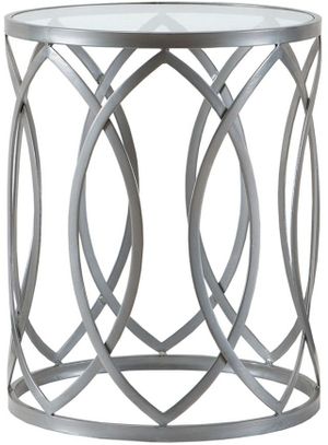 Olliix by Madison Park Tempered Glass Accent Table with Grey Base 